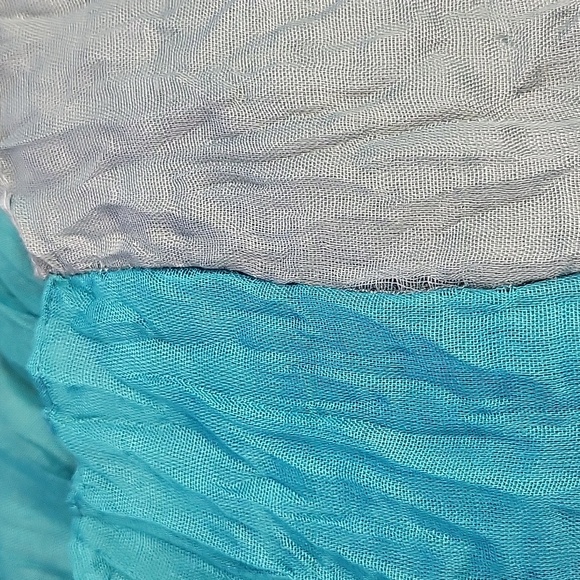 Teal Gray 2 Layer Scarf 14" x 70" New - Picture 2 of 3